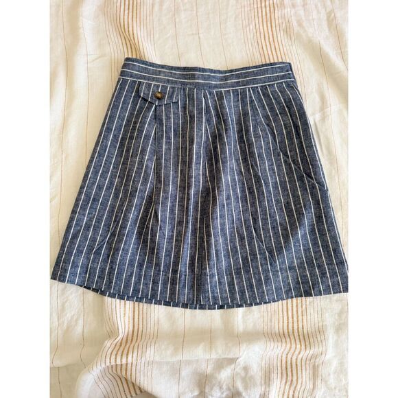 Y2K J.Crew Blue & White Striped Cotton Blend Mini - Picture 2 of 9
